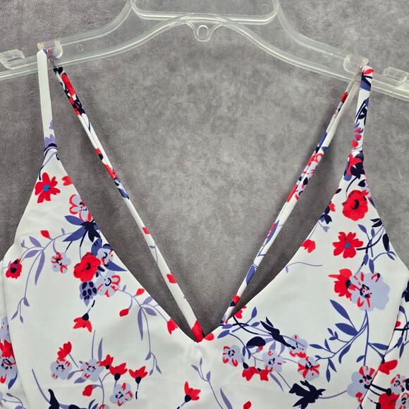 White Purple Floral Crisscross String Padded Swimwear Bikini Top L Large - Picture 3 of 7